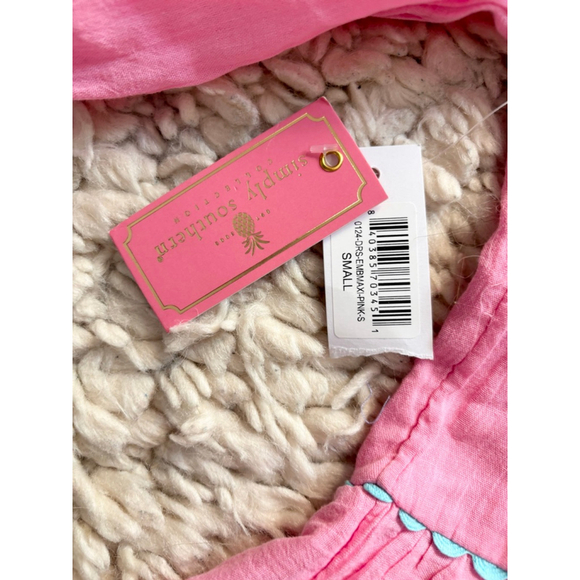 Women's Simply Southern Maxi Dress Size S Pink Embroidered Cotton - Picture 4 of 12